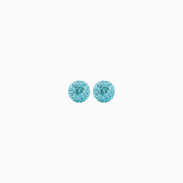 Small Sparkle Ball Studs - December Turquoise Crystal Small Sparkle Ball Studs - December Turquoise Crystal