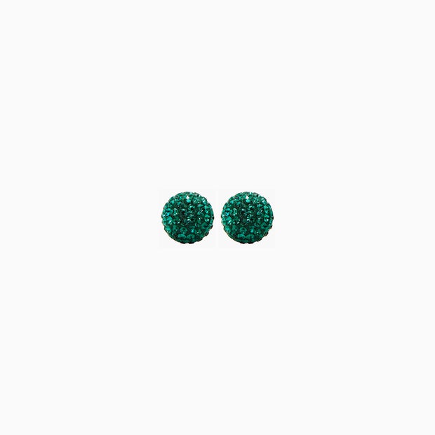 Small Sparkle Ball Studs - May Emerald Crystal Small Sparkle Ball Studs - May Emerald Crystal
