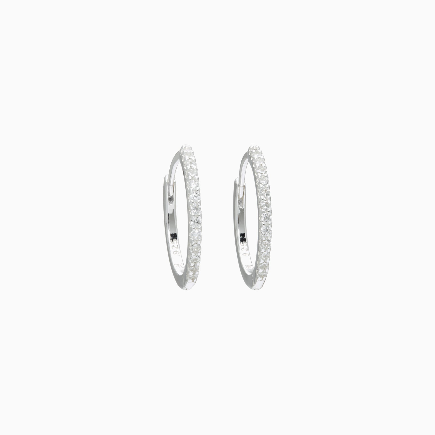Pavé Hoops - Small - Silver Pavé Hoops - Small - Silver