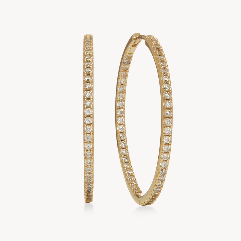 Pavé Hoops - Large - Gold Pavé Hoops - Large - Gold