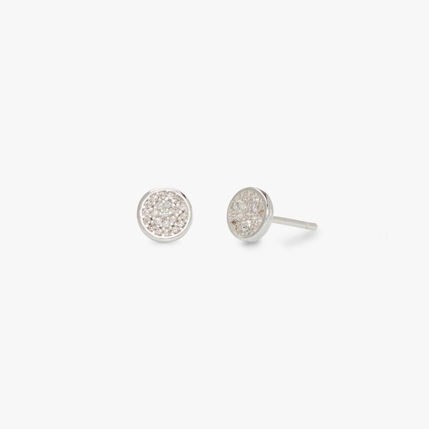 Mini Pavé Disc Studs - Silver Mini Pavé Disc Studs - Silver