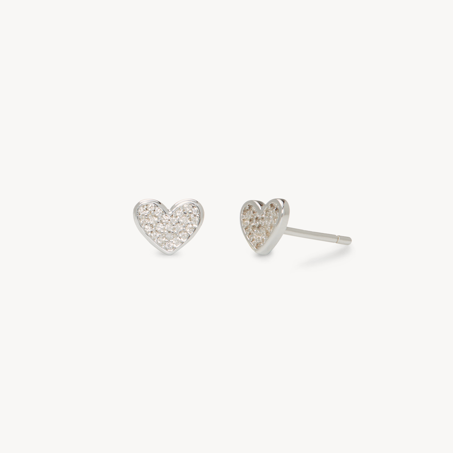 Mini Pavé Heart Studs - Silver Mini Pavé Heart Studs - Silver