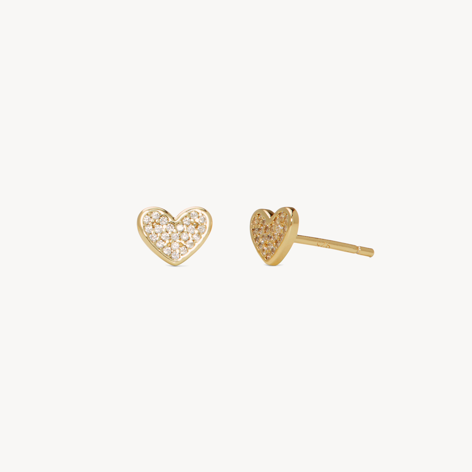 Mini Pavé Heart Studs - Gold