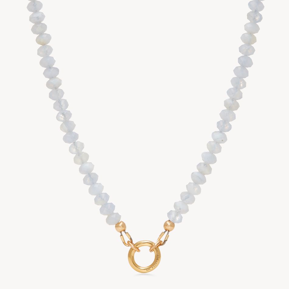 Blue Lace Agate Charm - Gold Link