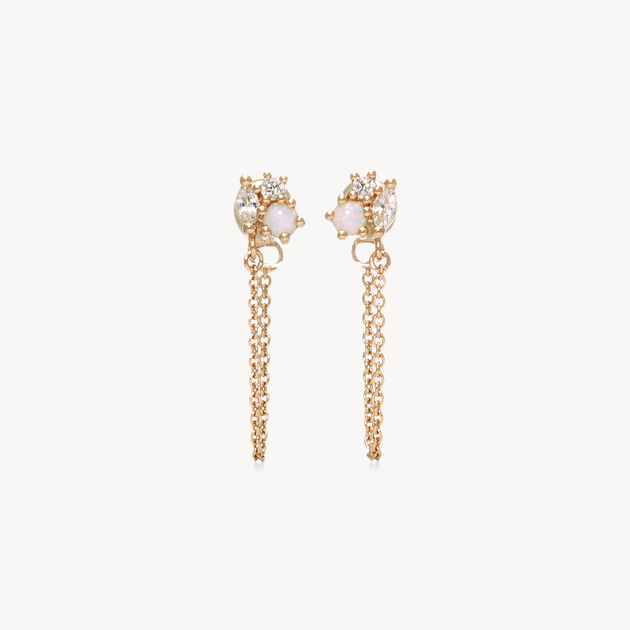 Opal Stud With Chain - Gold Opal Stud With Chain - Gold