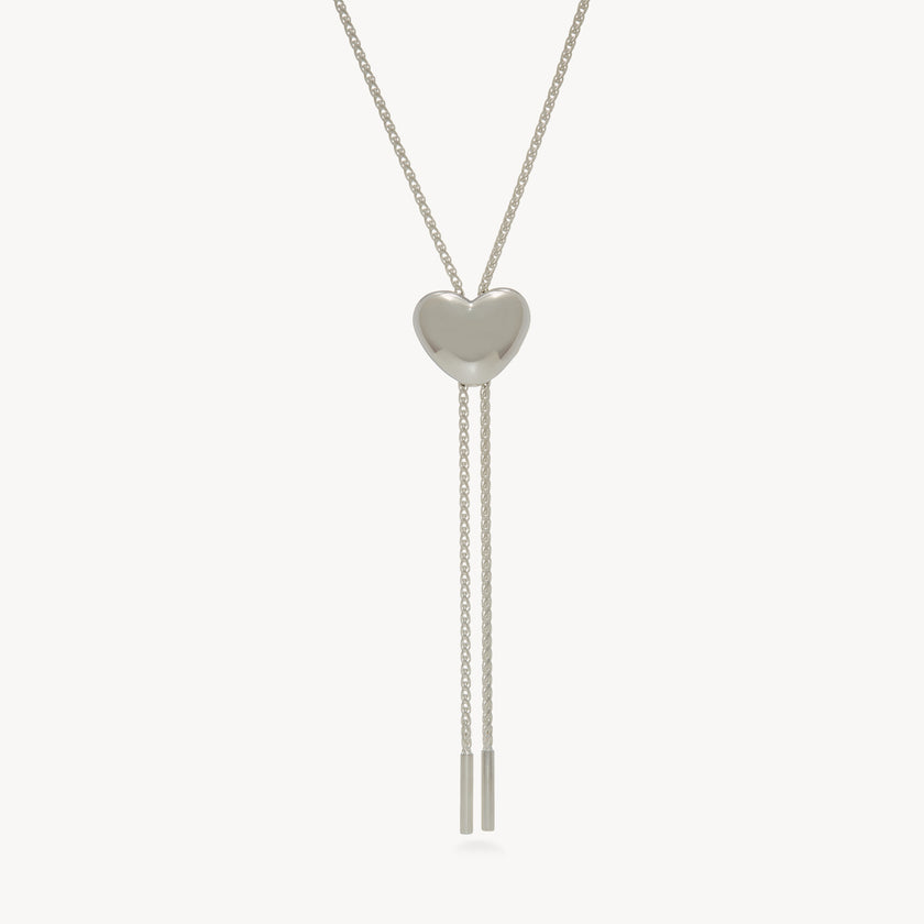 Puffy Heart Bolo Tie - Silver Puffy Heart Bolo Tie - Silver