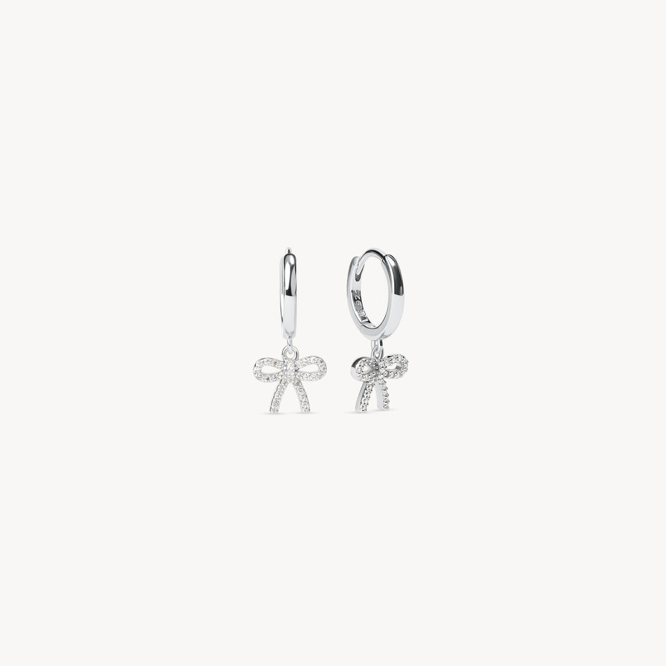 Baby Bow Hoops - Silver Baby Bow Hoops - Silver