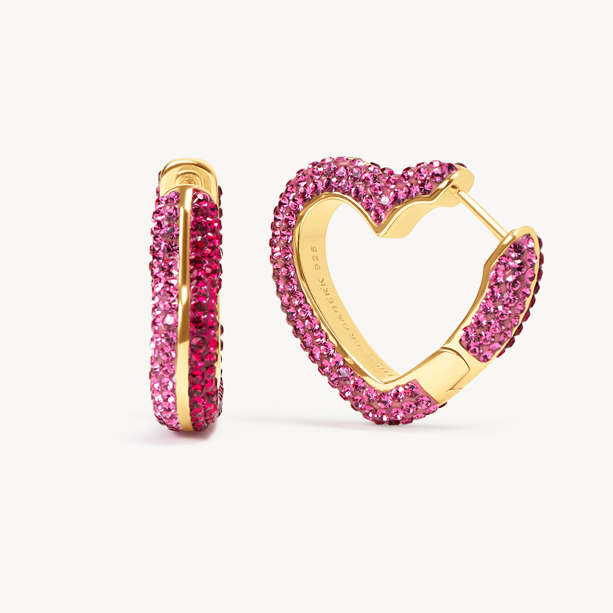 Sparkle Heart Hoops - Rose/Ruby Sparkle Heart Hoops - Rose/Ruby