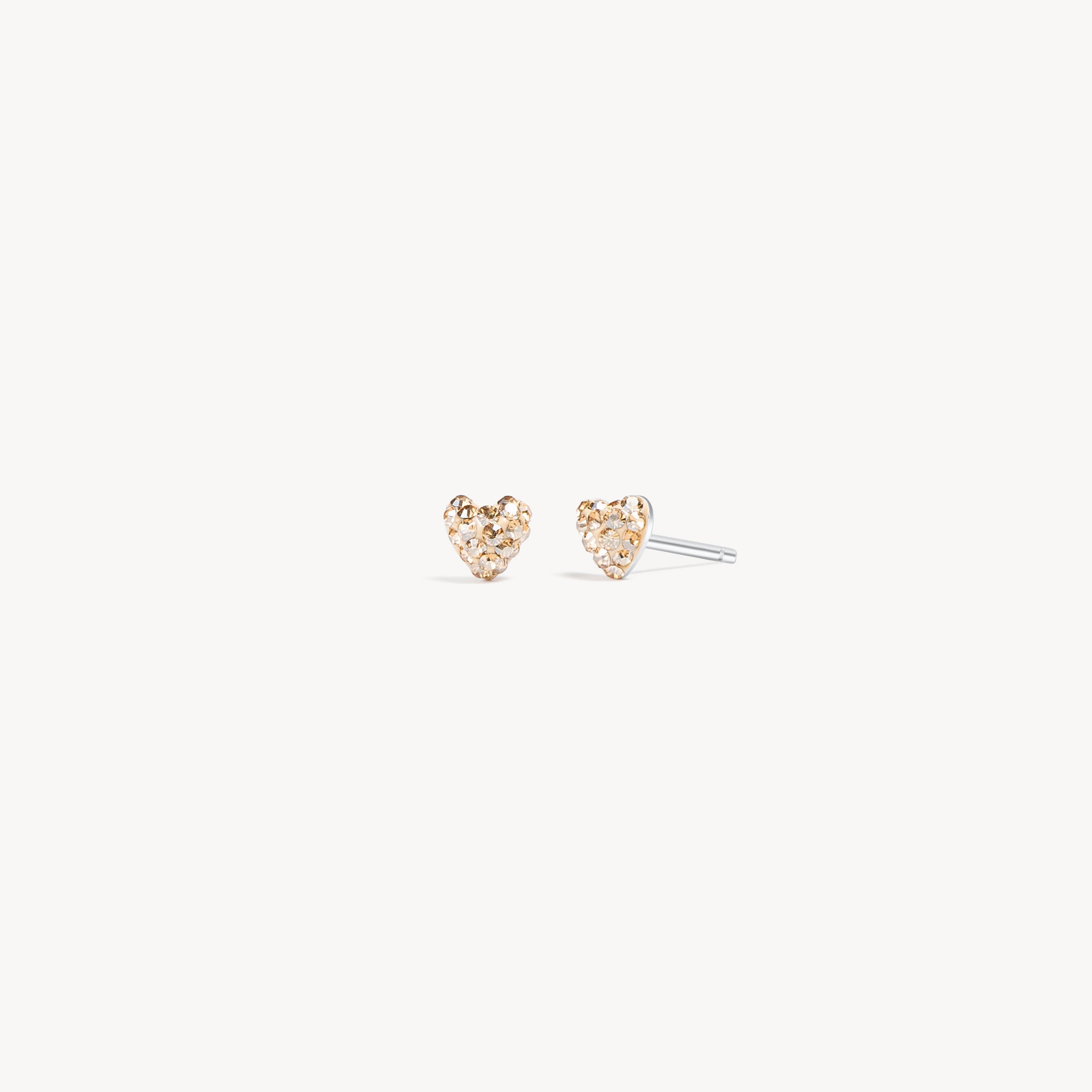Mini Sparkle Heart Studs - Soft Gold Mini Sparkle Heart Studs - Soft Gold
