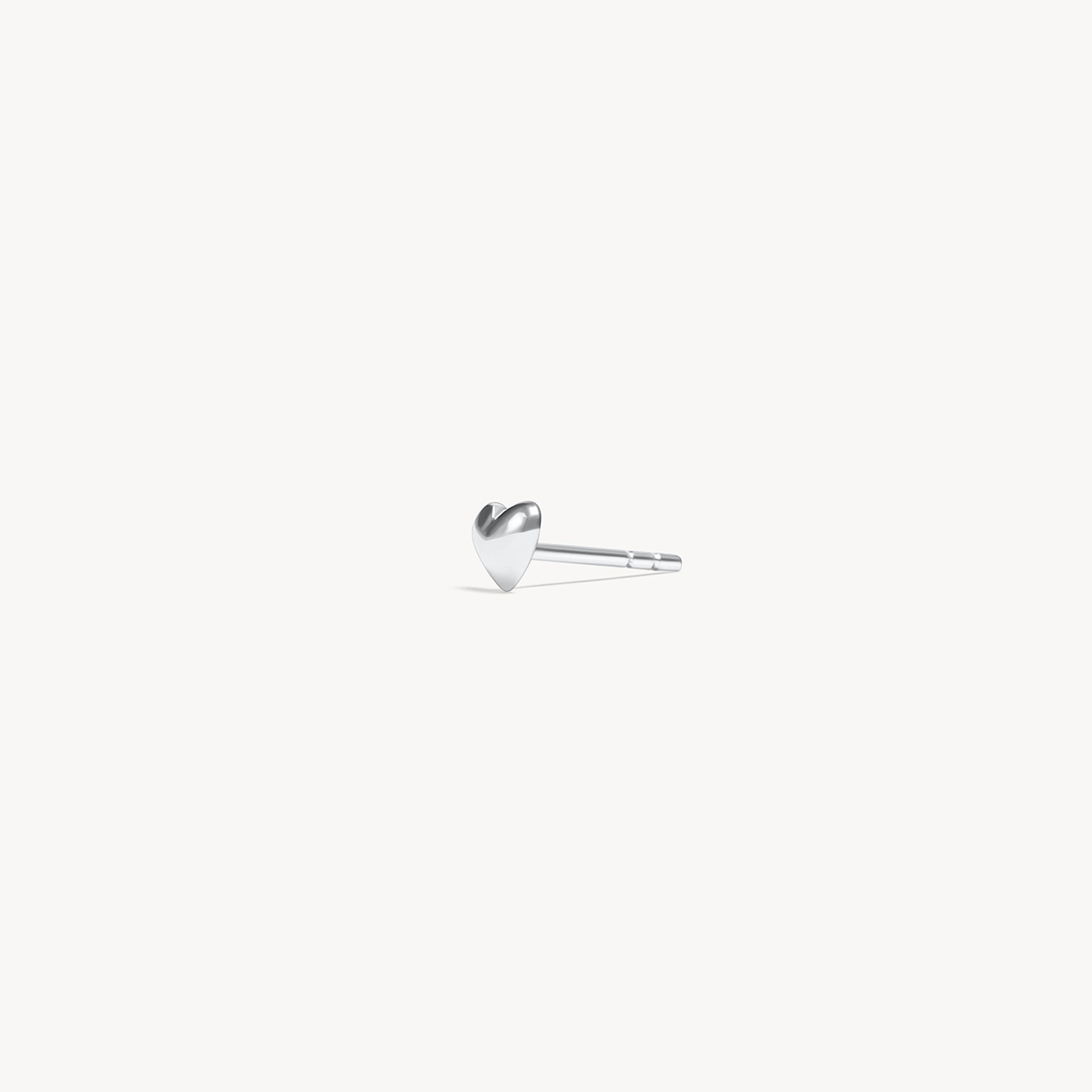 Single Mini Metal Heart Studs - Silver