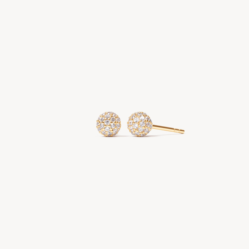 Mini Pave Ball Studs - Gold Mini Pave Ball Studs - Gold