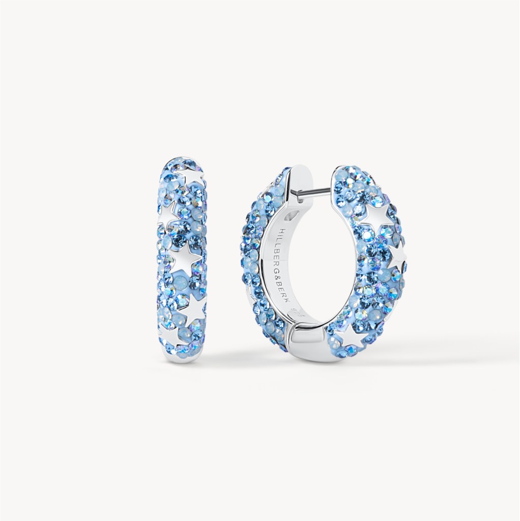 Medium Star Studded Sparkle Hoops - Denim Medium Star Studded Sparkle Hoops - Denim