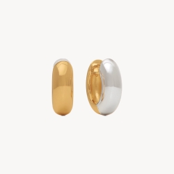 Two-Tone Reversible Bold Hoops - Gold/Silver thumbnail 1