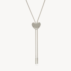 Puffy Heart Bolo Tie - Silver thumbnail 1
