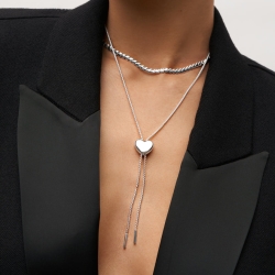 Puffy Heart Bolo Tie - Silver thumbnail 2
